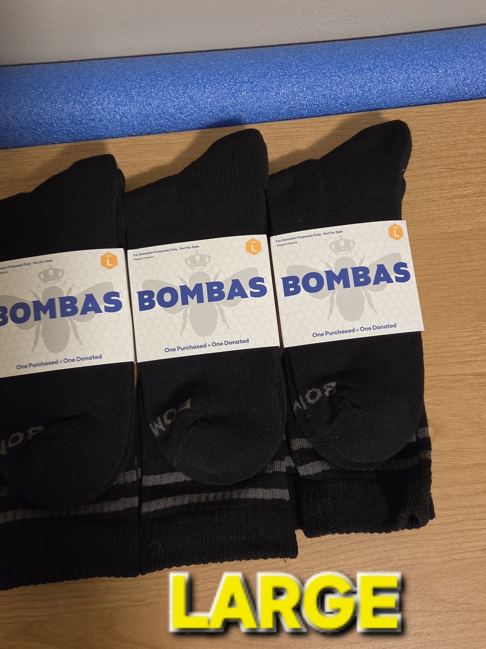 Bombas Black Crew Socks - 3 Pack Large- Unisex